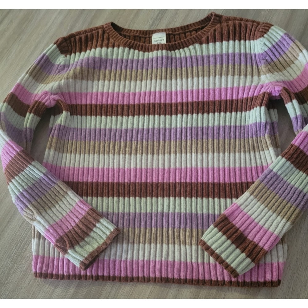 Carters Multi Striped Cozy Ribbed Soft Girl Sweater Galinda Elphaba Sz 8